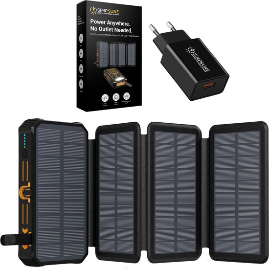 SimpSune – Solar Powerbank Opvouwbaar – 20.000mAh