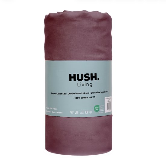 HUSH Living Dekbedovertrek - 100% katoen - 144TC - soepel en ademend - 240x220+20cm - 2 x 60x70cm kussenslopen - bordeaux — afbeelding 5