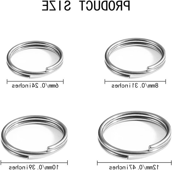 400 Stuks Splitringen 6/8/10/12mm, Mini O Ringen met Dubbele Lussen voor Sleutelhangers, Sieraden, Armbanden en DIY Projecten — afbeelding 5