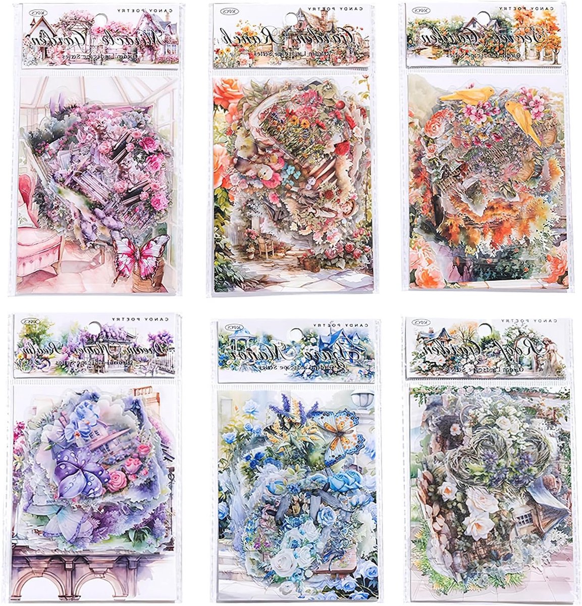 180 Vellen PET Tuin Landschap Scrapbook Papier met Vintage Bloemen en Aesthetic Stickers voor DIY Kunst, Dagboek en Planner Album