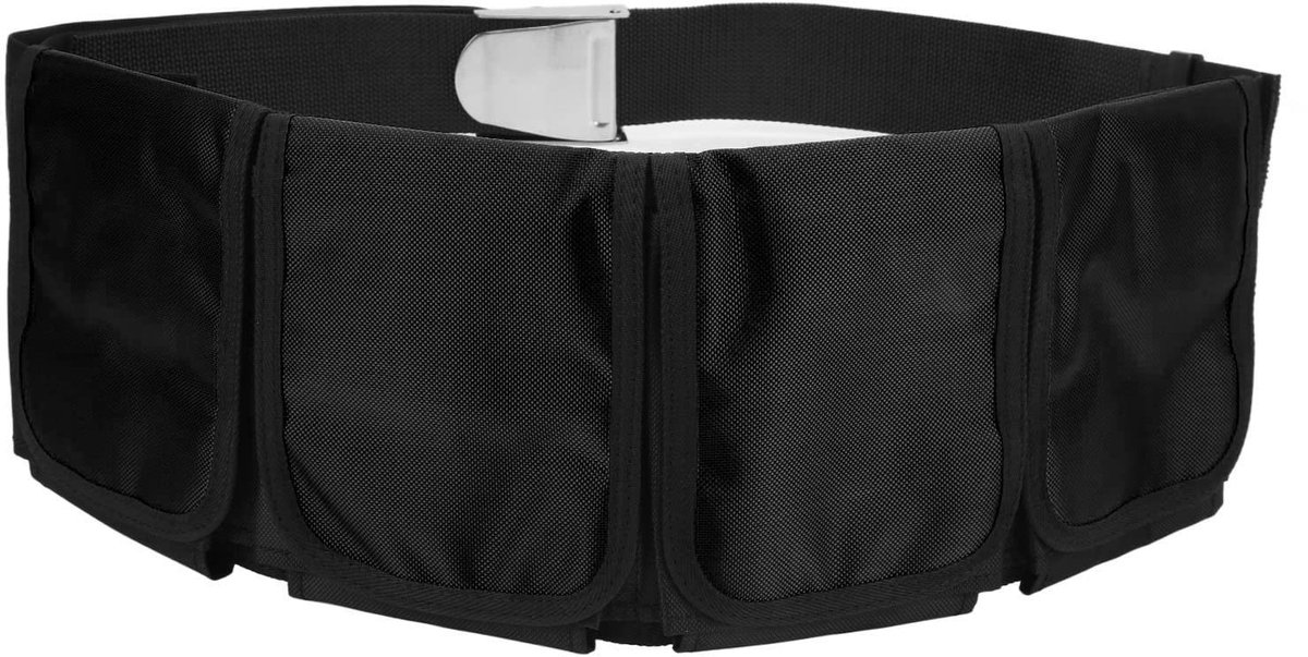 Tyenaza Oxford Fabric Scuba Gewichtenriem met 4 Pocketen - Verstelbaar en Stevig voor Duiken en Snorkelen - Zwart