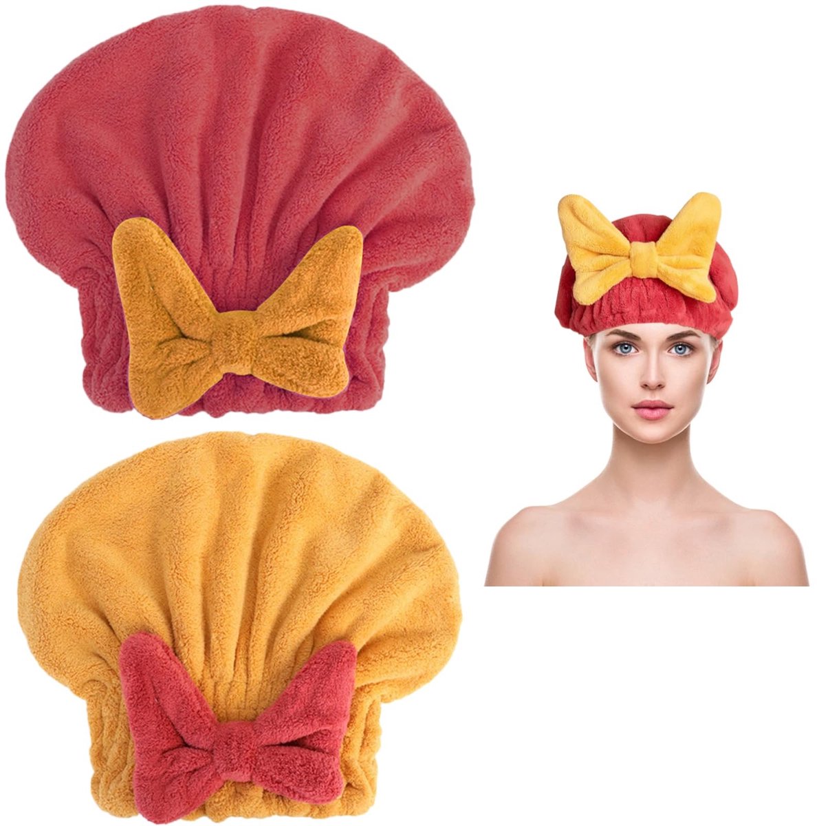 Allecto - Microfiber Haar Handdoek - Sneldrogende Haar Turban - Super Absorberend en Zacht - Geschikt voor Vrouwen - Ideaal voor Thuis en Op Reis -..