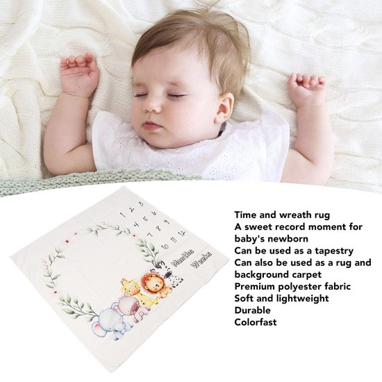 Baby maandelijkse mijlpaaldeken - Pasgeborenen - Lichtgewicht - Schattig slingerpatroon - Fotografie rekwisieten - Innovatieve decoratie - Geschikt voor baby's - Roze met grijze accenten. — afbeelding 4