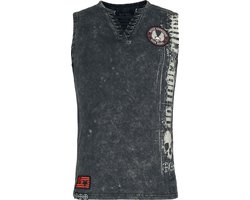 Rock Rebel by EMP grijze tanktop met acid wash en print - Heren - S