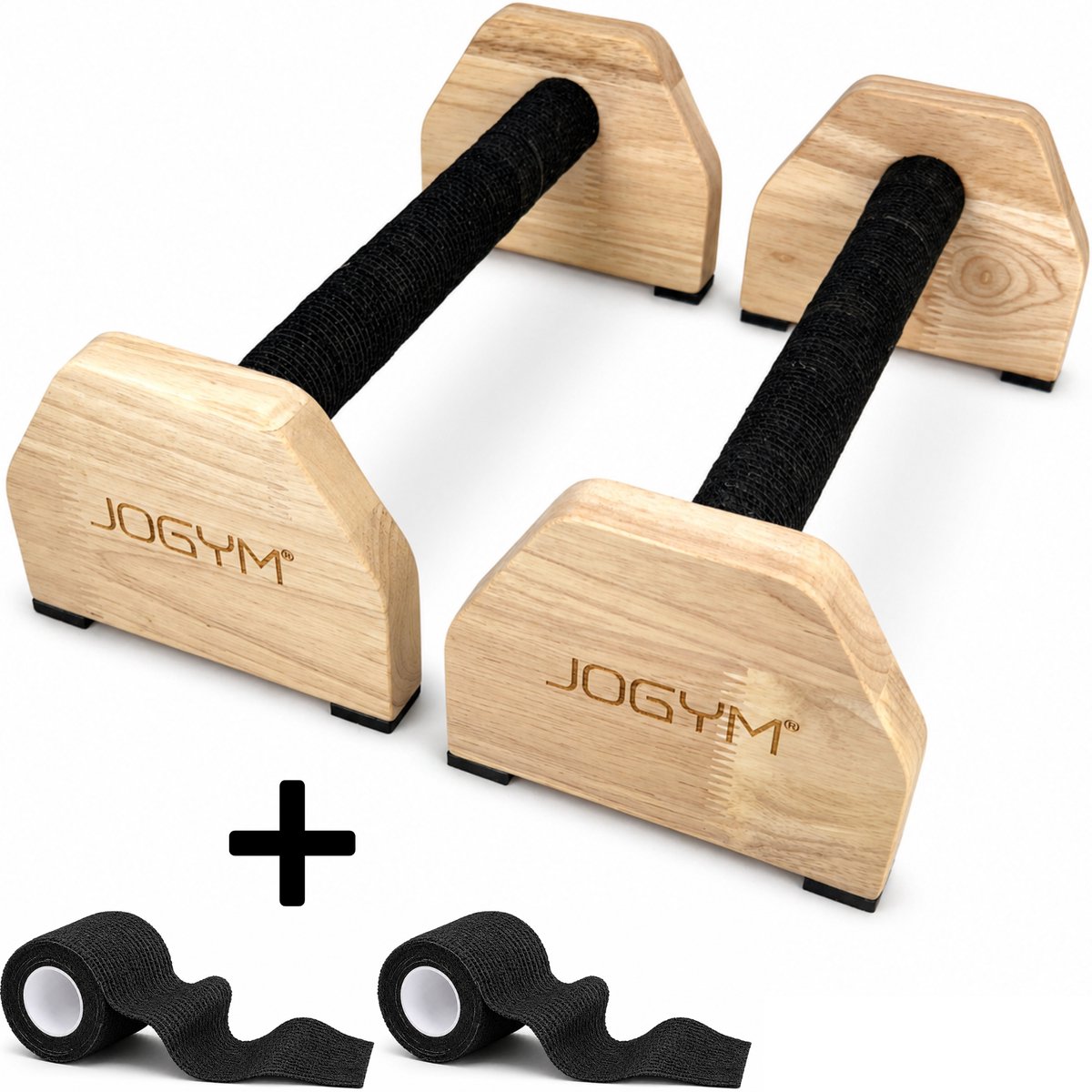 JOGYM - Parallettes – Calisthenics - Houten Parallettes - Opdruksteunen - Turnen - Crossfit- Gymnastiek - Fitness – Anti-Slip Handgrepen - Set Van 2 Stuks - Met Grip Tape – 30 x 10 CM