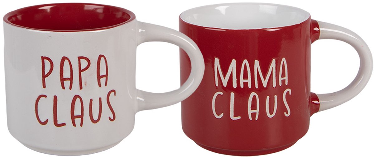 Clayre & Eef Mok Set van 2 400 ml Wit Porselein