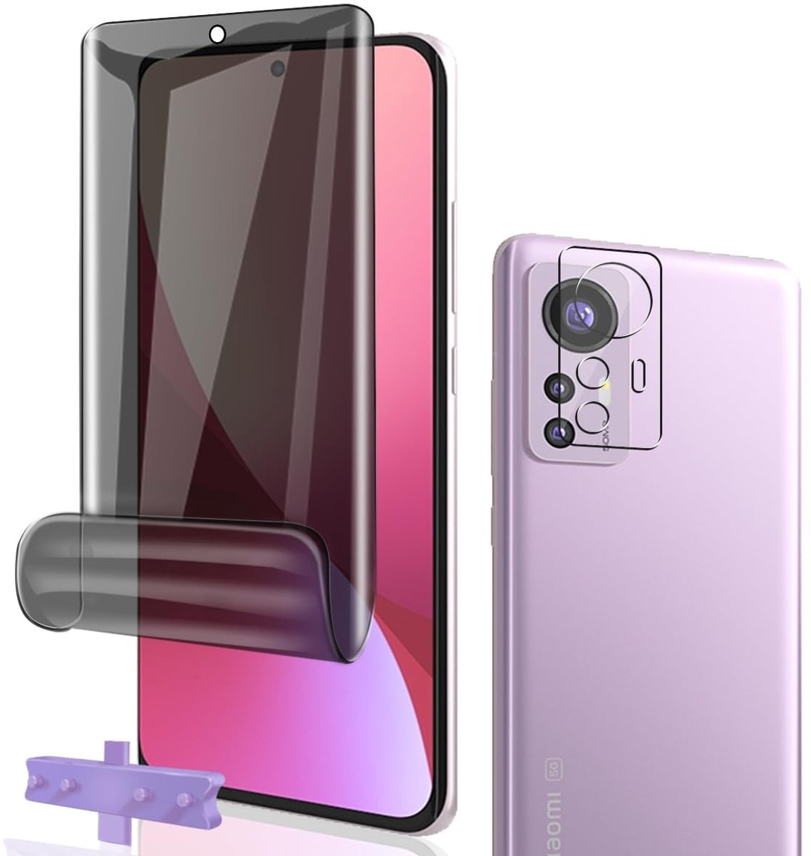 Allecto - Bescherming tegen inkijk - TPU displaybescherming - Eenvoudige montage - Anti-spy - Geschikt voor Xiaomi 12 - Inclusief cameralensbescher...