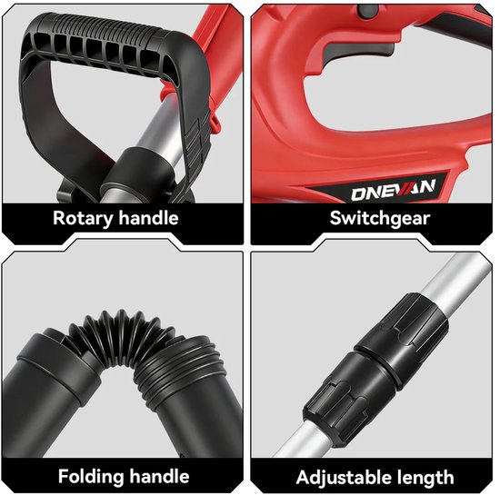 Borstelloze elektrische grasmaaier - grastrimmer - Bosmaaier - Kantenmaaier - opvouwbaar - 4000W - Power Tool - Tuingereedschap voor Gazon - 18V batterij — afbeelding 5