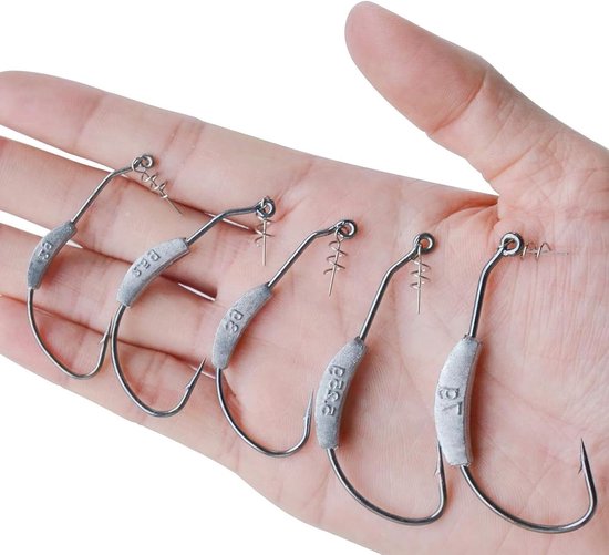 25 Stuks Verzwaarde Swimbait Haken met Twist Lock, Jigkoppen voor Zoutwater Vissen, Geschikt voor Baars en Wormvisserij, Diverse Maten 1/0 tot 5/0 — afbeelding 2