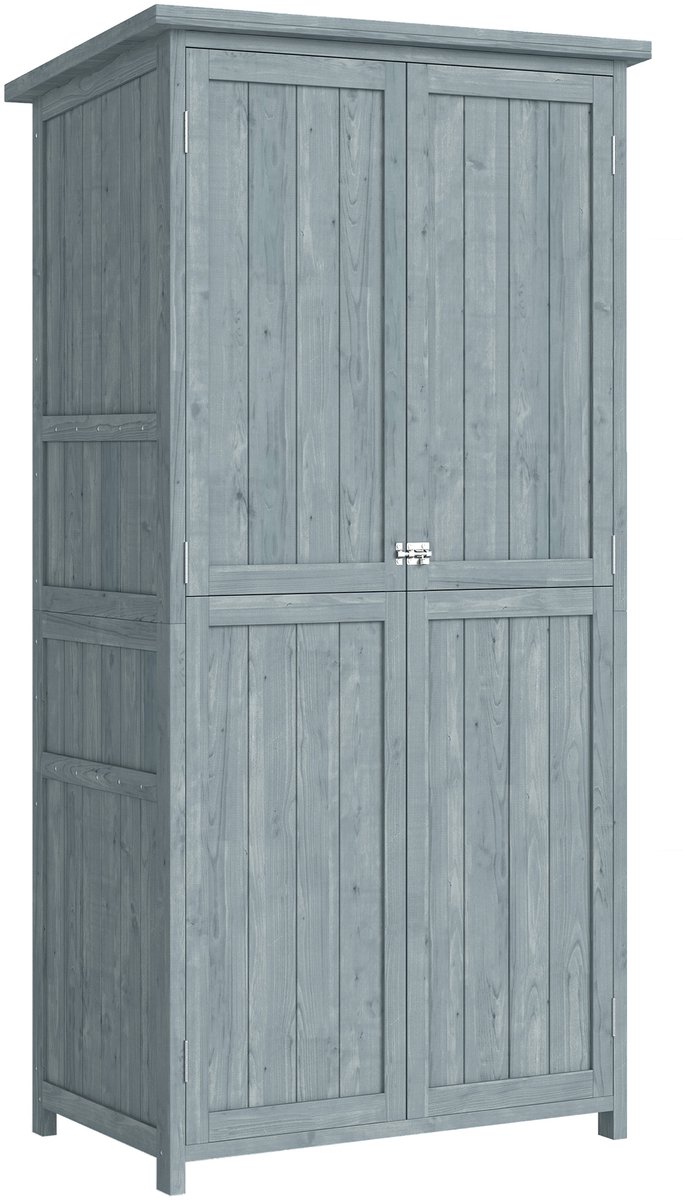 Tuinkast - Opbergkasten met deuren - Tuinhuis - Schuur - Voor buiten - Gereedschap - Grijs - Hout