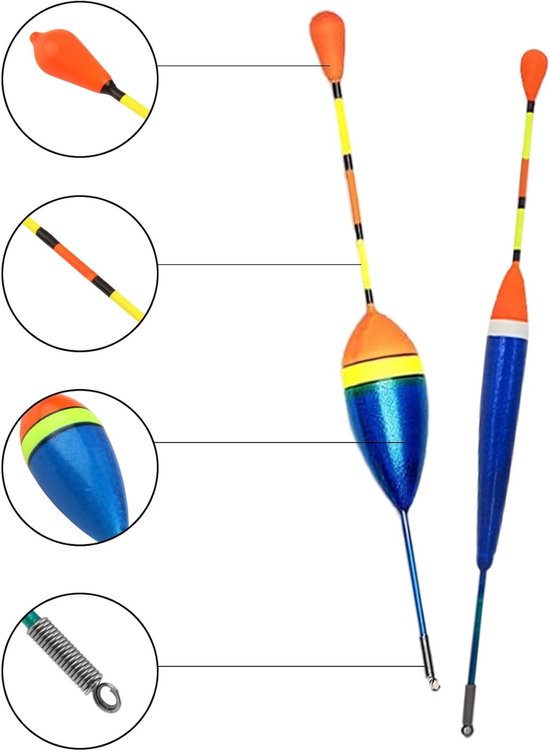 Set van 10 Vissersdobbers van Foam, 205 Stuks, Geschikt voor Alle Soorten Vissen in Meren en Vijvers, Inclusief 3 Draai Sloten en 4 Stoppers van Merkloos — afbeelding 2