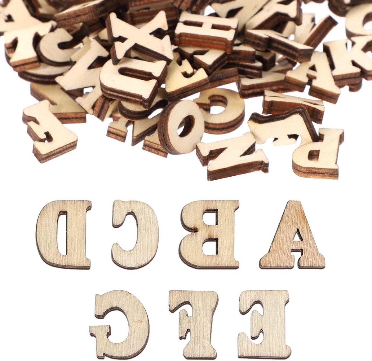 416 Stuks Houten Chips met Engelse Letters voor Thuisdecoratie en Educatief Speelgoed voor Kinderen