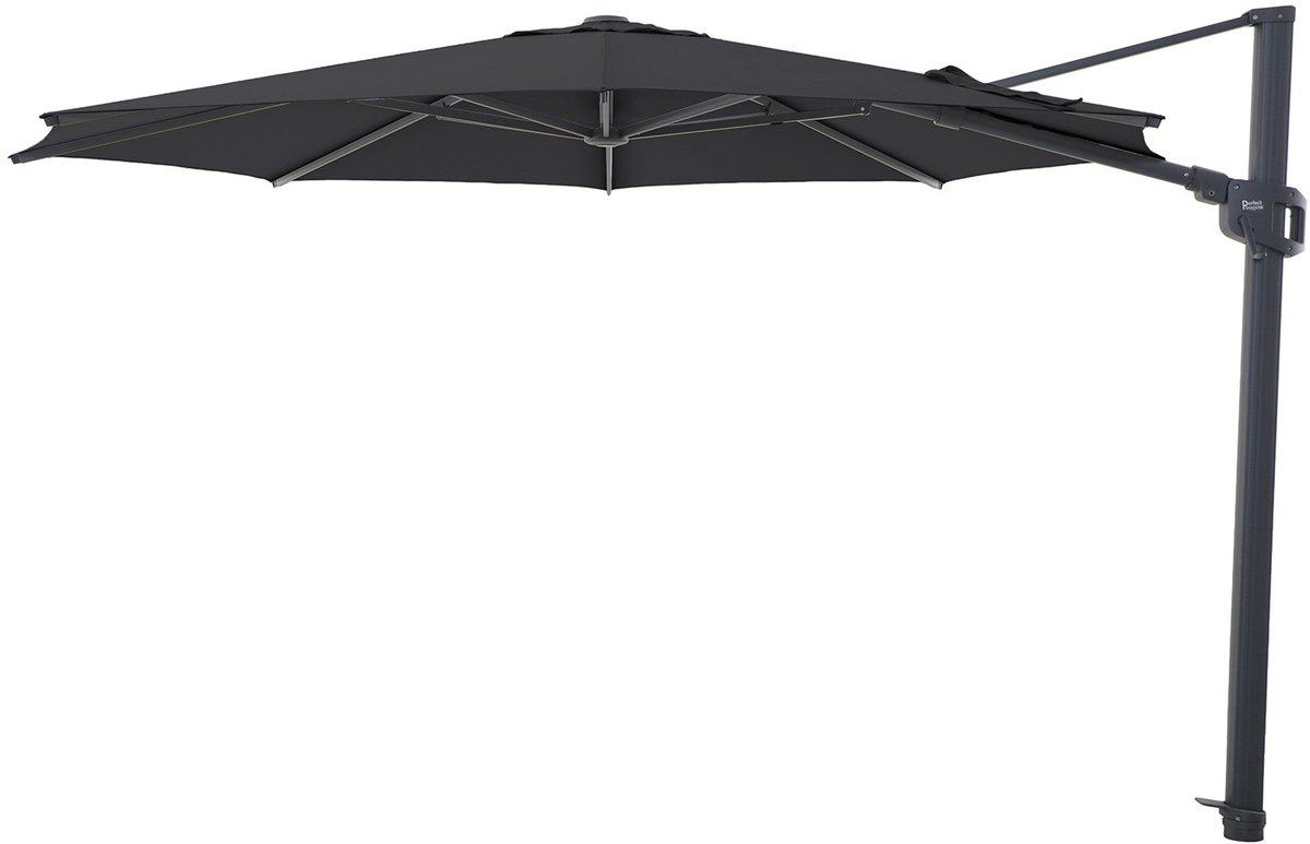 Perfect Shadow Eclipse ronde zweefparasol Ø350 cm. Ultra - Antraciet/Ash Black