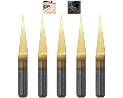 5 Stuks Titanium Coating Graveerbiten, Carbide PCB Graveerbits, 3.17mm CNC Freesgereedschap met 10 Graden Punt voor Precisie Graveren en Bewerken