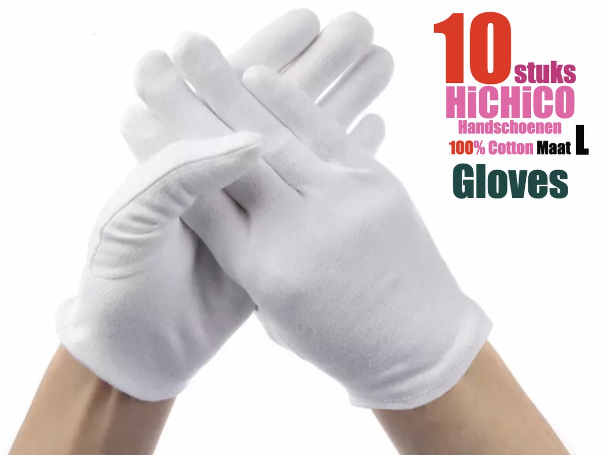 Katoenen Handschoenen L - Stoffen handschoenen - medische handschoenen voor Gezondheidszorg, Ziekenhuis, Beauty Center, Kapper en Salon Spa Tattoo, Jewelry Wit Maat L 5Pairs/10Stuks