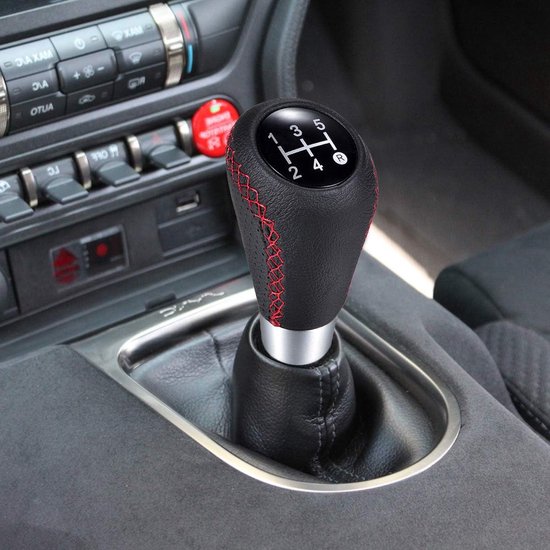 Pookknop 5 Versnellingen - Handgeschakelde Pook - Auto Interieur Upgrade - Universele Pasvorm - 3 Adapters - Rood — afbeelding 3