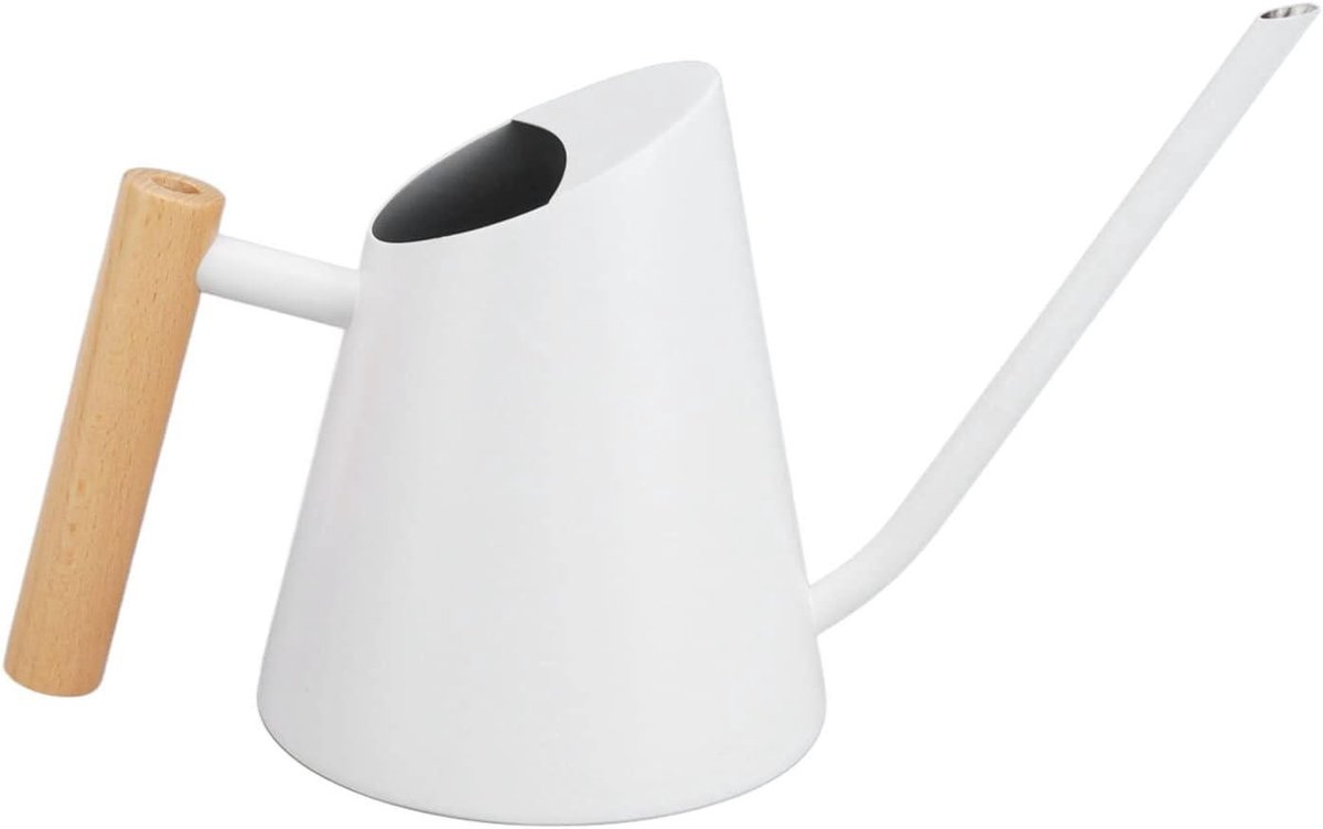 Waterkoker Roestvrijstaal - Planten Gieter - Planten Verzorgen - Lange Tuit Houten Handvat - 35 Ounces - Wit