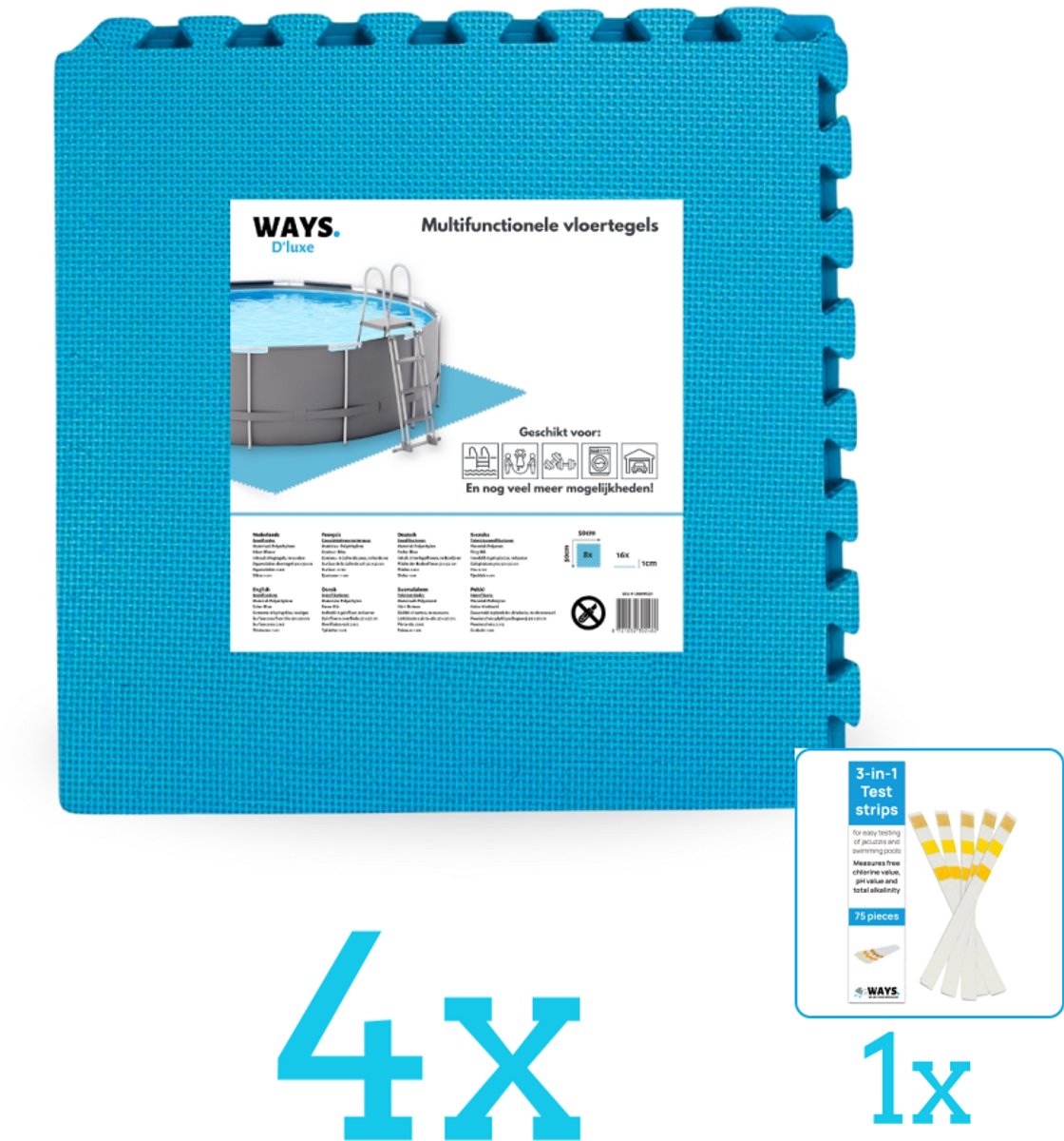 WAYS D’luxe - Zwembad Ondergrond - Vloertegels 50x50 cm - 8 Tegels - Volumebundel - Vloertegels - 4-delig