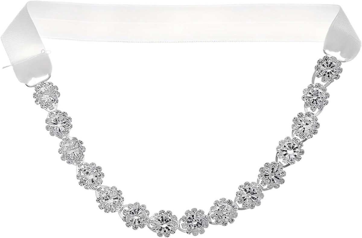 Bruids Dij Kousenband - Elastische Been Ketting - Bruiloft Accessoire - Met Strass Bloem - 38-60cm Omtrek - Helder