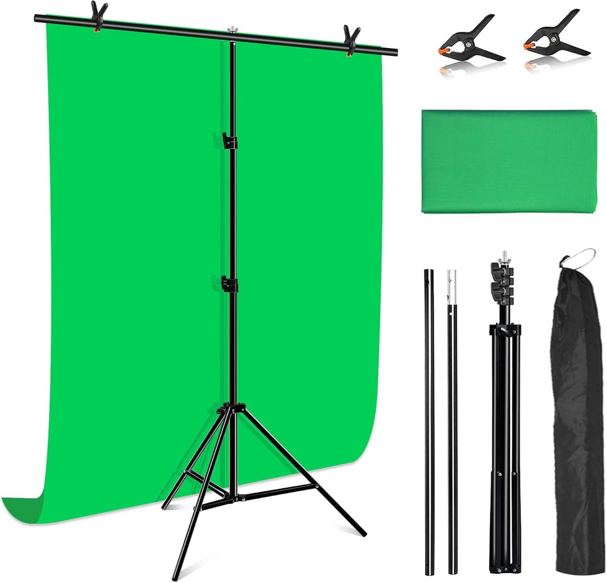 Achtergrond Set - Fotostudio Statief - Video Opnames - Verstelbaar Statief - 1x2 Meter - Groen