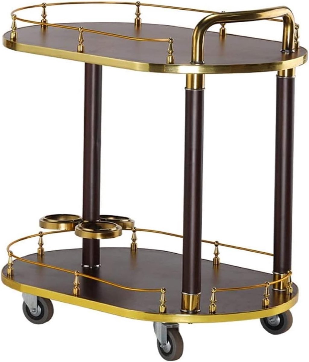 Serveertrolley op Wielen – Outdoor Bar Cart met Vitrinekast, Wijnrek, 3-Laags Opbergruimte & 4 Zwenkwielen – Drankenwagen voor Keuken, Terras, Camping & Horeca – Mobili Bella