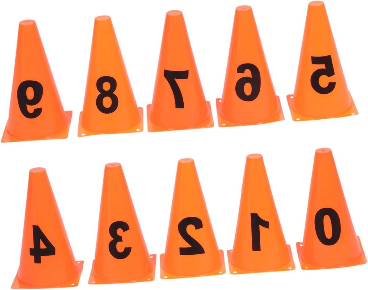 Genummerde Voetbalconen - Trainingsmarkeringen - Agility Oefeningen - Felle Kleuren - 13.5 cm Hoog - Oranje