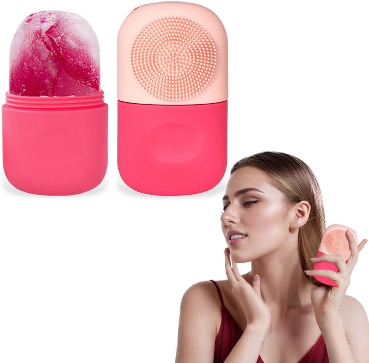 Verkoelende Gezichtsroller en Massageborstel voor Gezichtsreiniging, Zwelling en Pore Reducatie met Gua Sha Accessoires