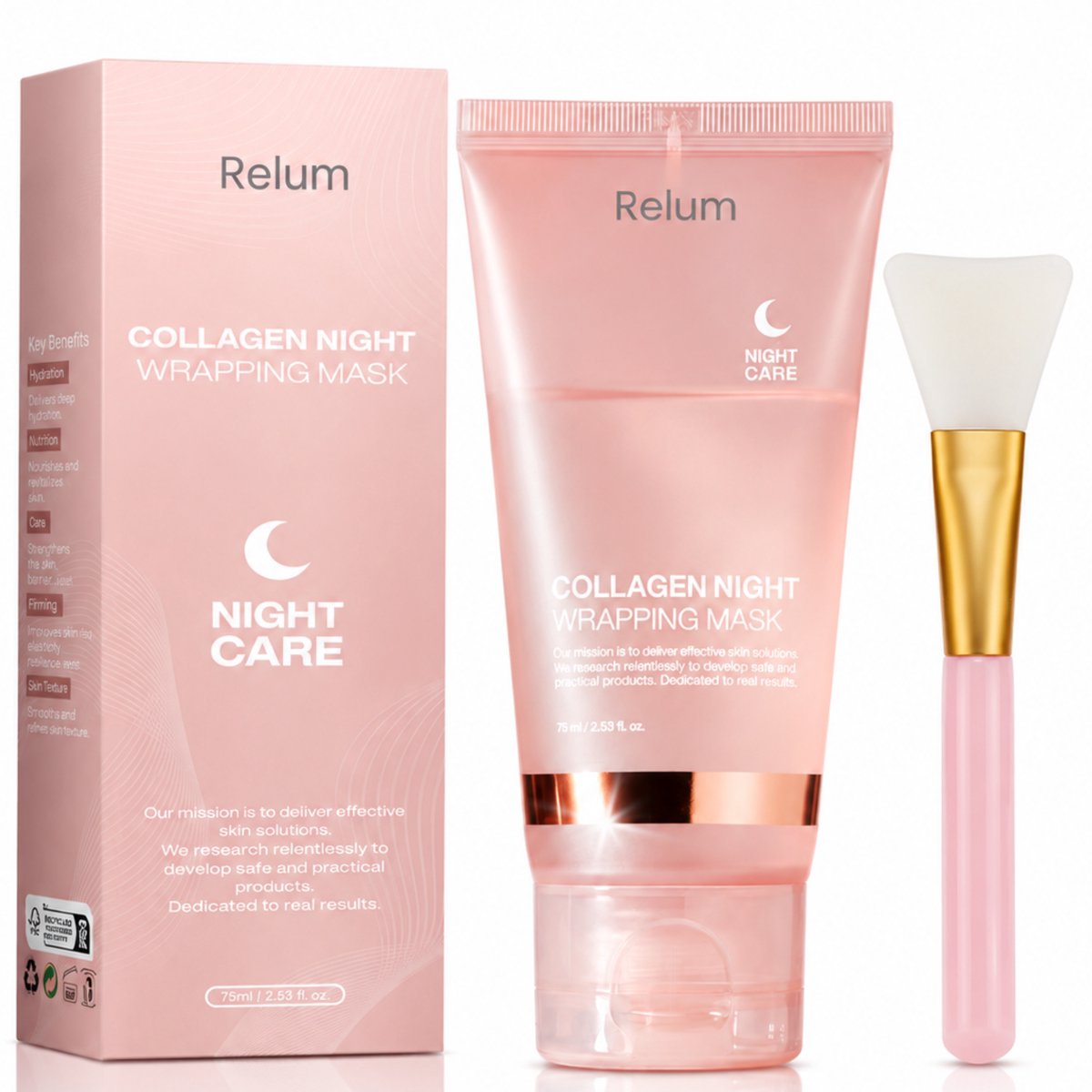 Rélum Collageen Wrapping Makser - Bio-Collagen Gezichtsmasker - Korean Beauty Mask – Hyaluronzuur - Night