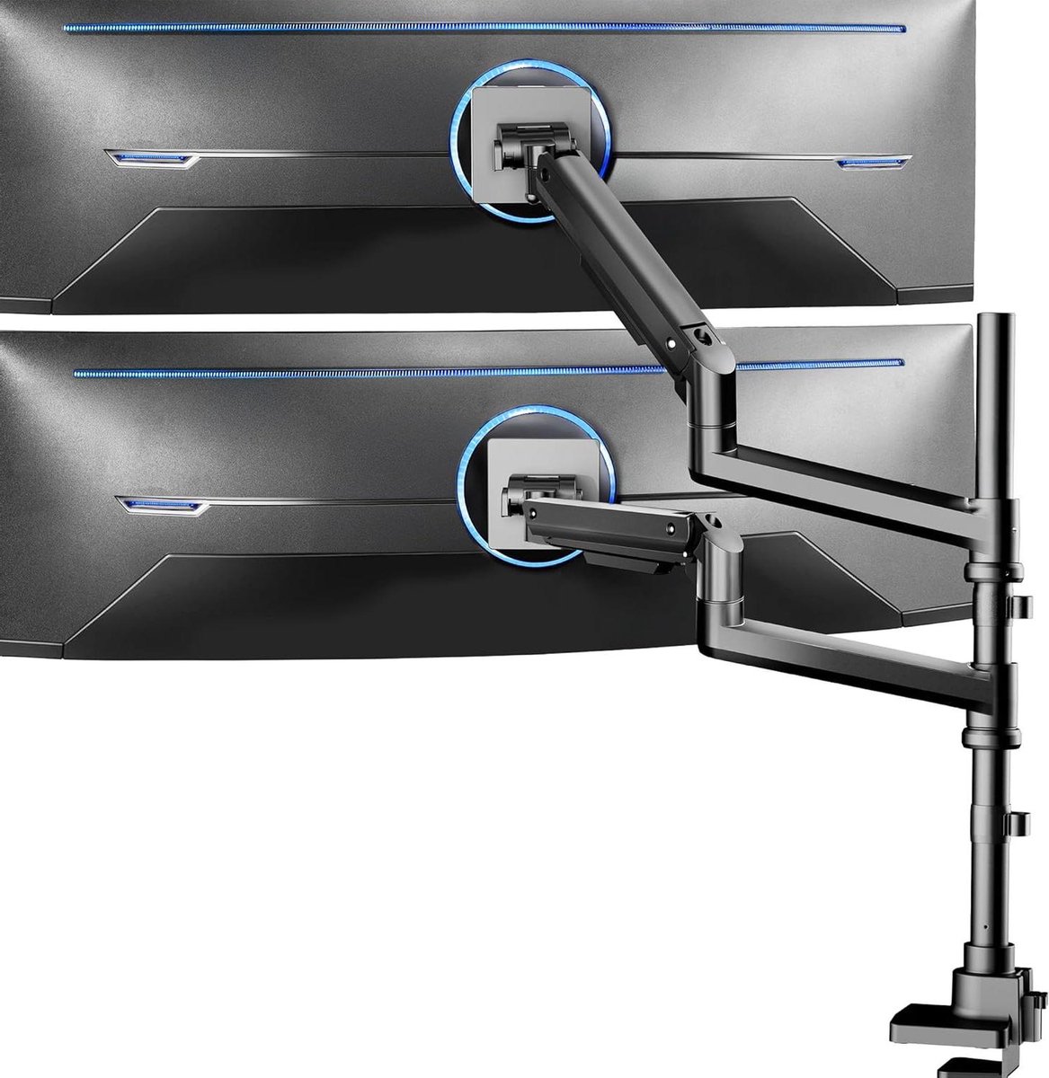 Monitor Arm - Dubbele Monitor - Bureau Organisatie - Pneumatische Verstelling - Tot 49 Inch - Zwart