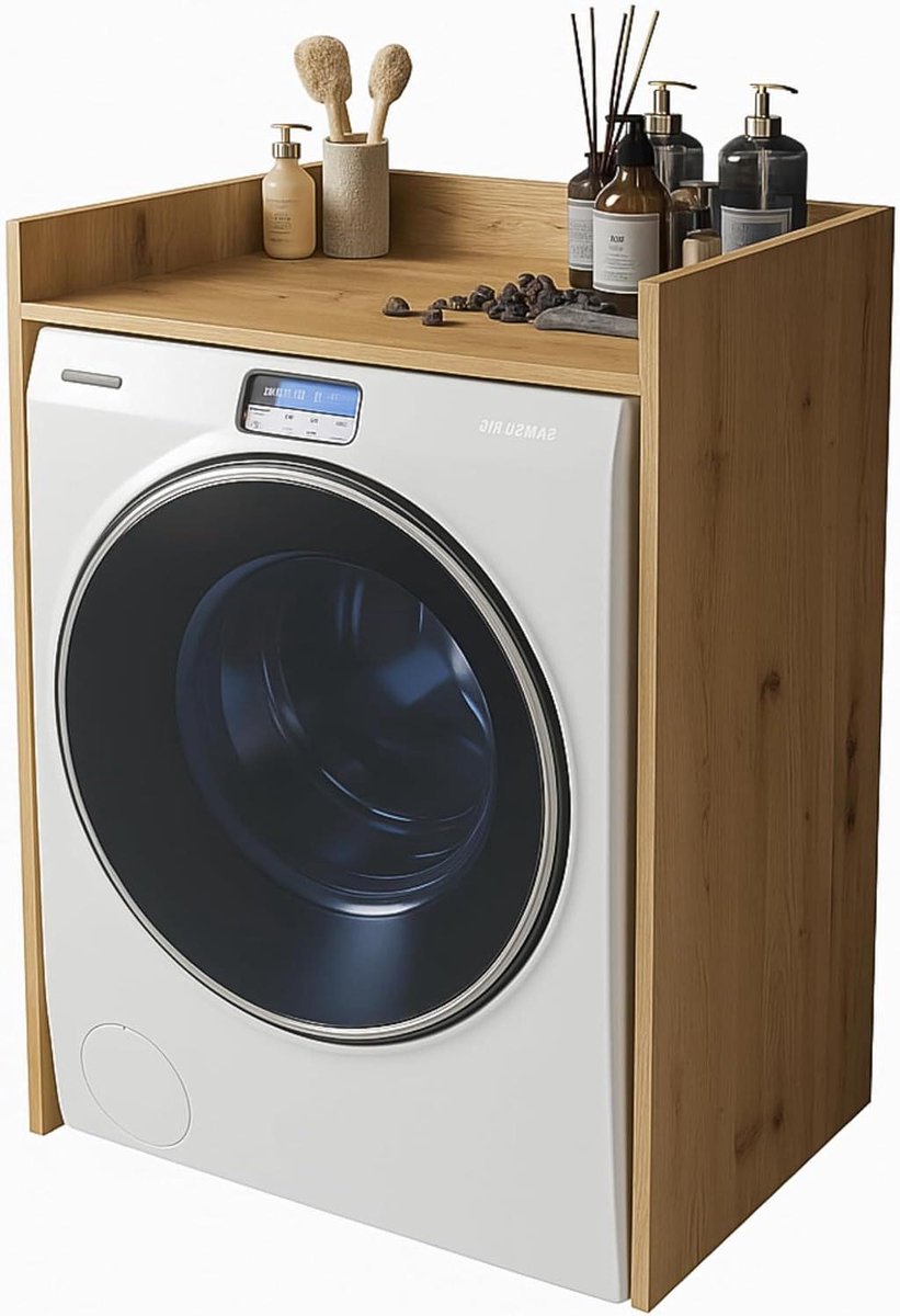 Wasmachine Kast - Ombouw Meubel - Badkamer Organisatie - Geluiddempend Ontwerp - 66x97x62 cm - Wotan Eiken