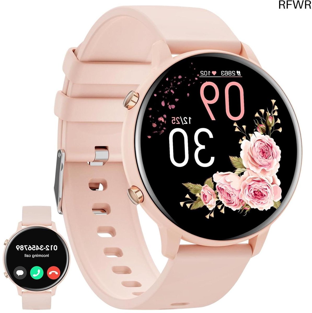 Smartwatch Dames - Activity Tracker - Gezondheid Monitoren - Bluetooth Bellen - 1.39 Inch HD - Roze