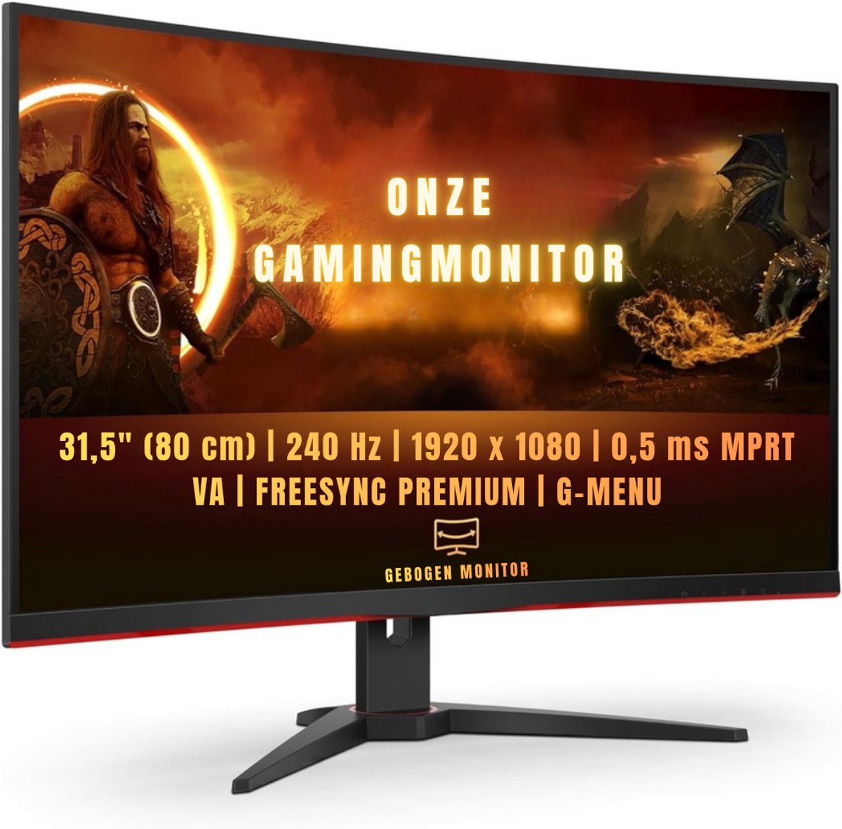 AHD® Gaming Monitor 240hz - Gaming Monitor - Zwart - 10cm x 48cm x 50cm