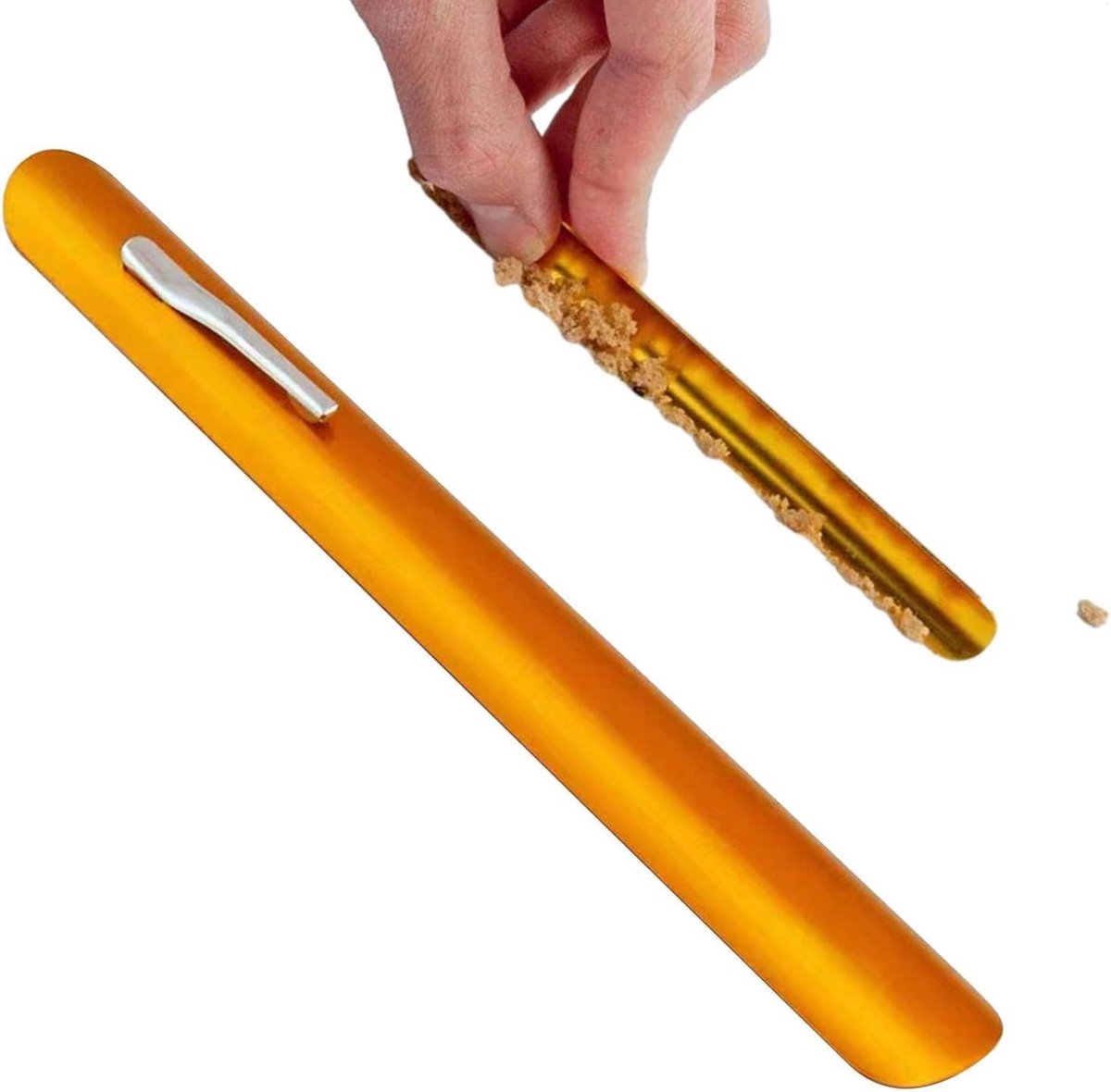 Broodkruimel veger - Tafelreiniger - Tafel schoonmaken - Roestvrij metaal - 15 cm lengte - Goud