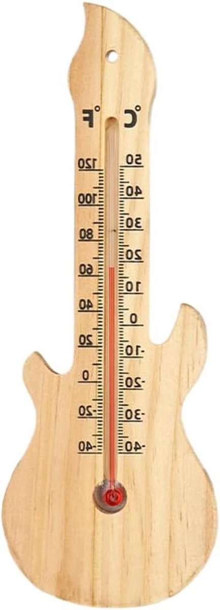 Houten thermometer - Temperatuurmeter - Binnen Buiten - Dubbele schaal - 22.5 cm - Houtkleur