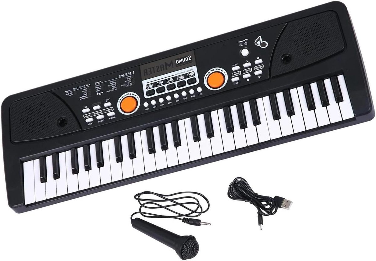Elektronisch Toetsenbord - Digitale Piano - Muziek Leren - 49 Delen - 52.8 cm - Zwart