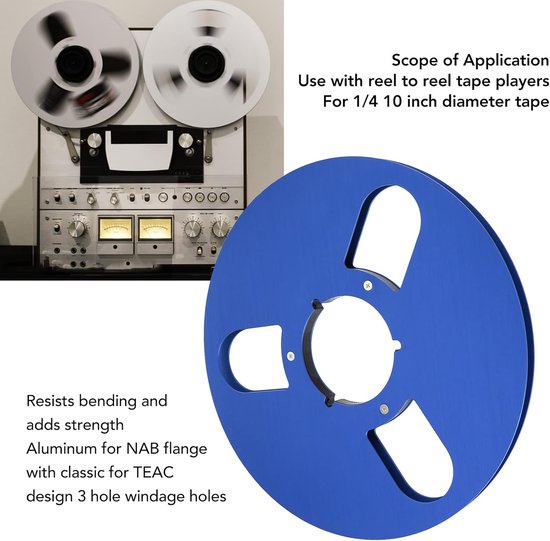 Lege Spoel Aluminium - Opwikkelspoel Tape - Geluidsopnames Archiveren - 3 Windbestendige Gaten - 10 Inch - Blauw — afbeelding 3