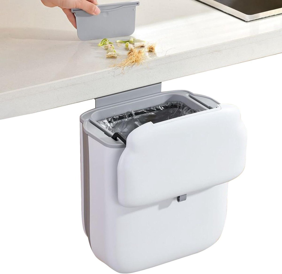 Keuken Compostbak - Afvalbak Deksel - Keuken Afval Scheiden - Opvouwbaar Ruimtebesparend - 10 Liter - Enkele Attribuut