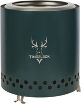 TINGELBOK® Ember Green Edition – Smokeless Fire Pit Ø22 cm – Compacte Rookarme Vuurkorf incl. Beschermhoes