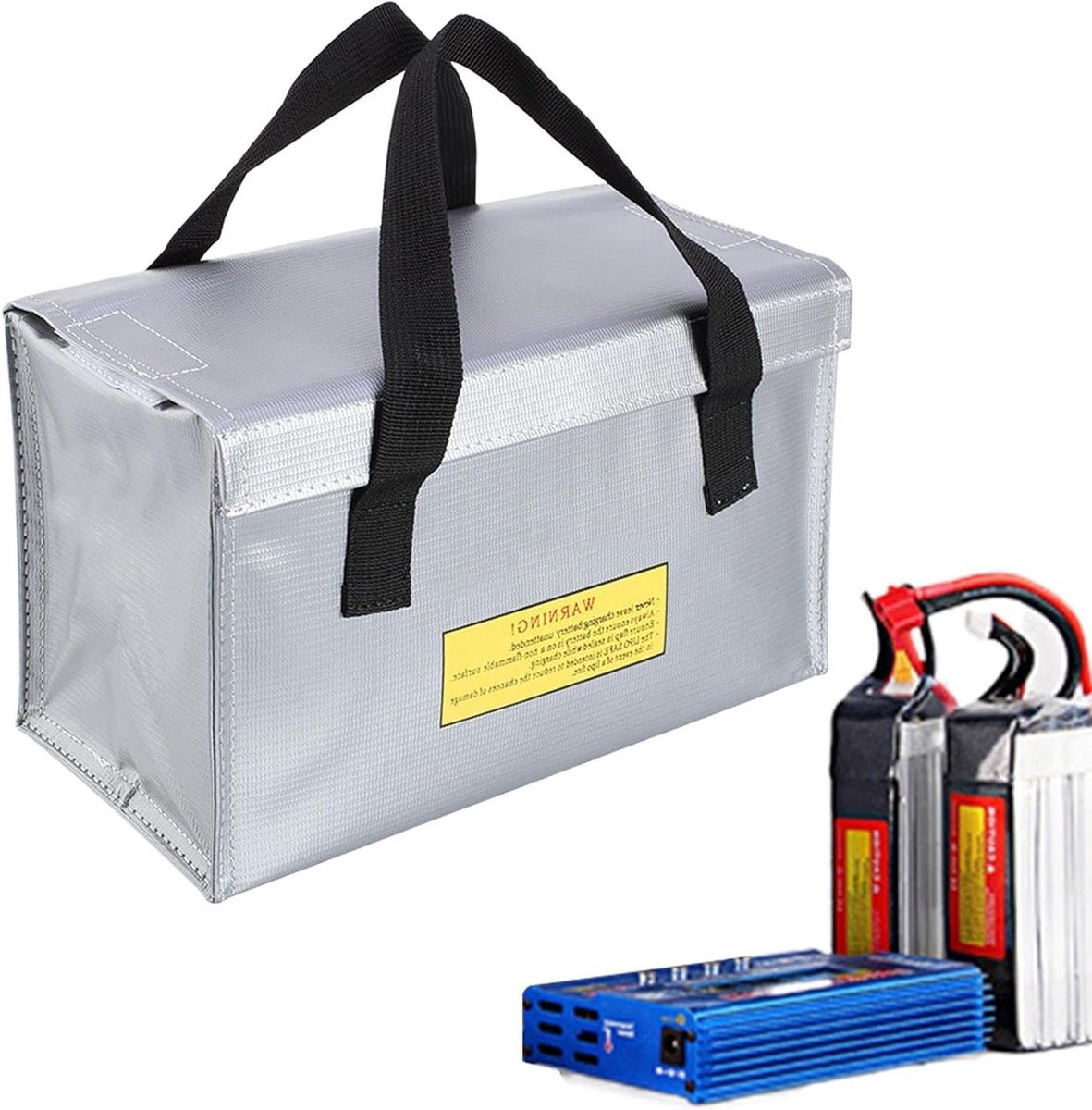 Veiligheidstas Batterij - Beschermtas Opslag - Batterijen Vervoeren - Brandwerend Explosiebestendig - 260 x 130 x 150 mm - Zwart