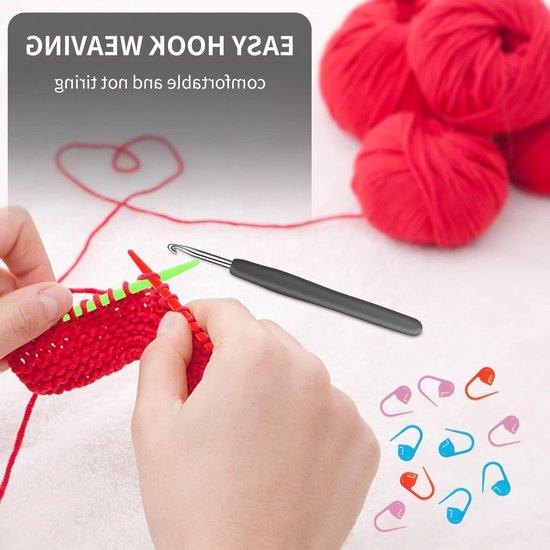 Ergonomische haaknaalden set met 6mm haaknaald, soft grip, stekenmarkeringen en stompe naalden, ideaal voor haken en breien — afbeelding 4