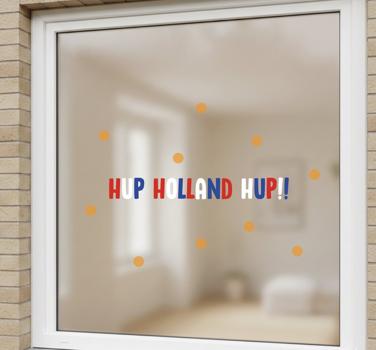 Raamstickers WK voetbal – Herbruikbare raamstickers oranje – Hup Holland Hup