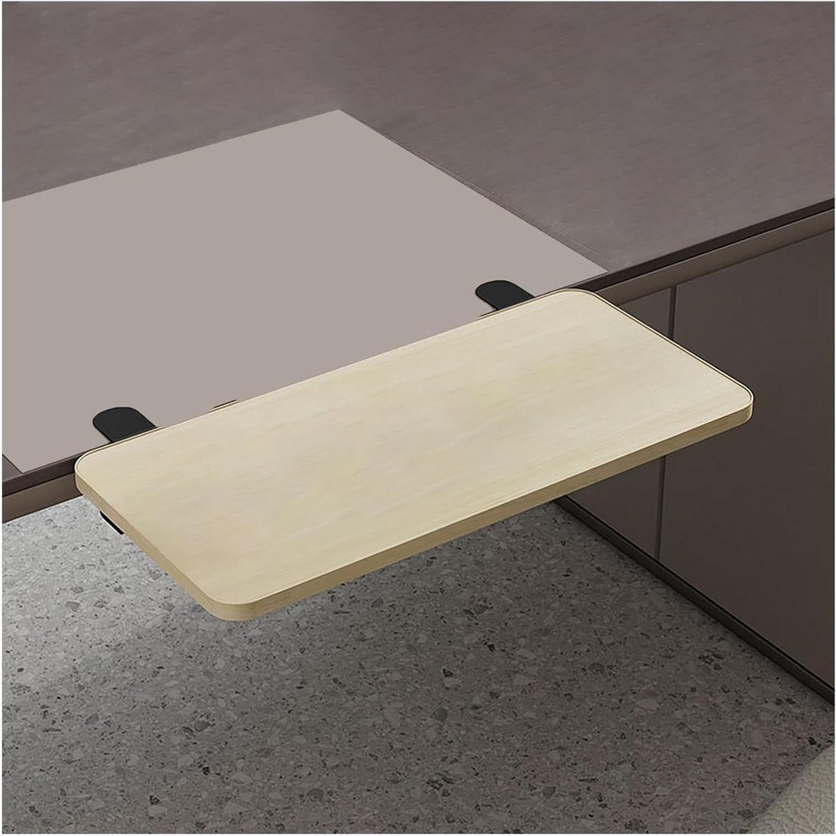 Bureauverlenging Plank - Bureau-uitbreiding Tafelverhoger - Ergonomisch Werken - Ponsvrije Klem - 40 x 20 cm - Beige