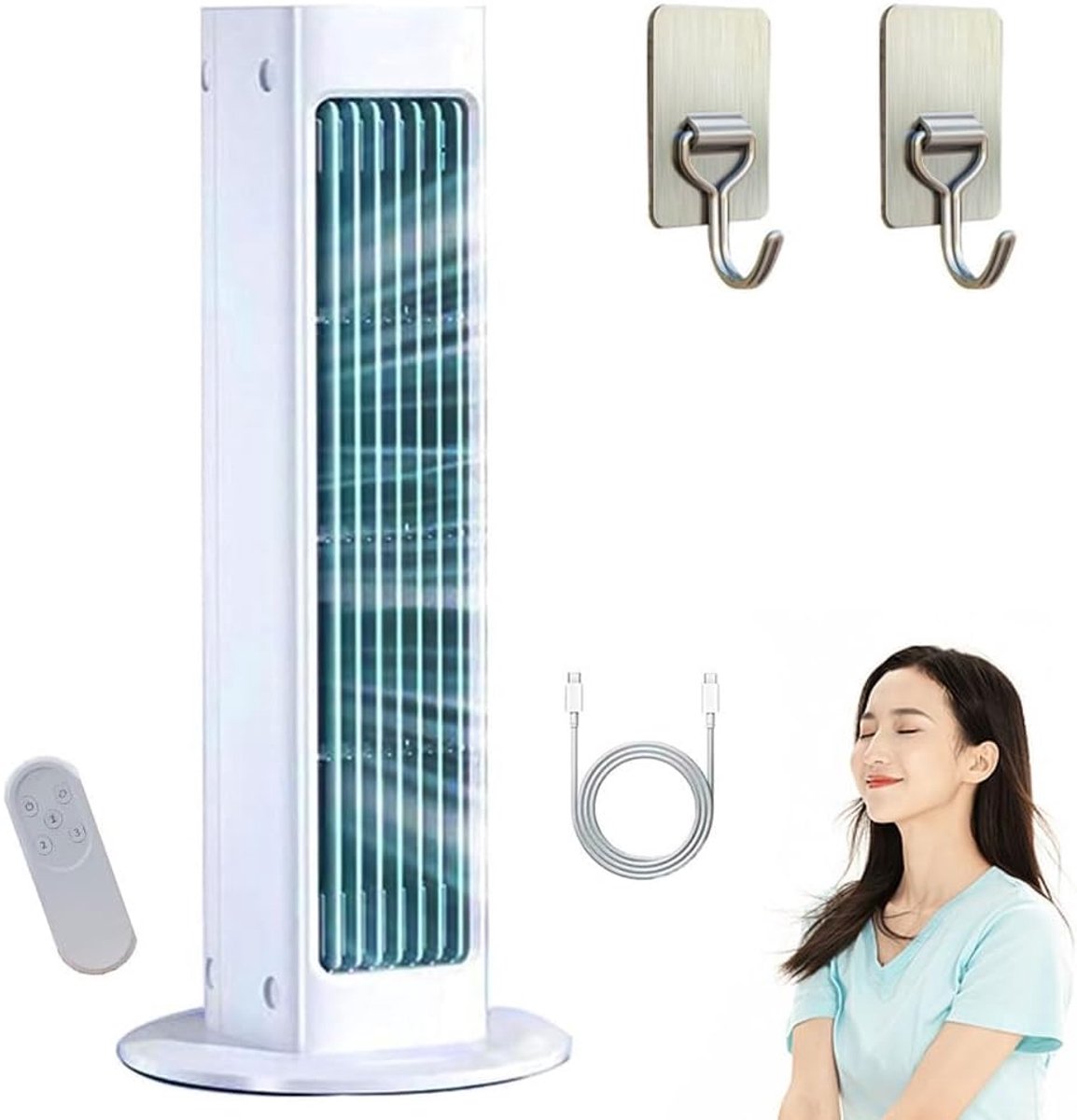 Draagbare Airconditioner - Mini Aircooler - Persoonlijke Koeling - Ultra Stil Ontwerp - 32.5 x 7.5 x 7.5CM - Wit