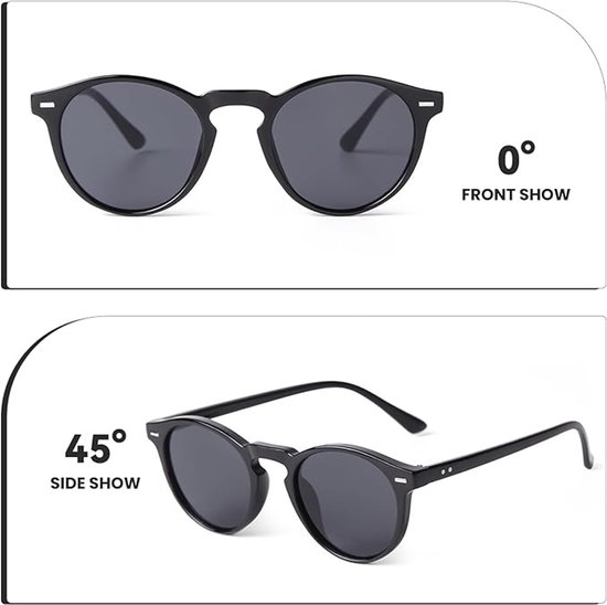 Unisex retro ronde zonnebril – Getinte glazen – Ideaal voor kleine gezichten – Jaren 70-stijl – UV-bescherming – grijs — afbeelding 3