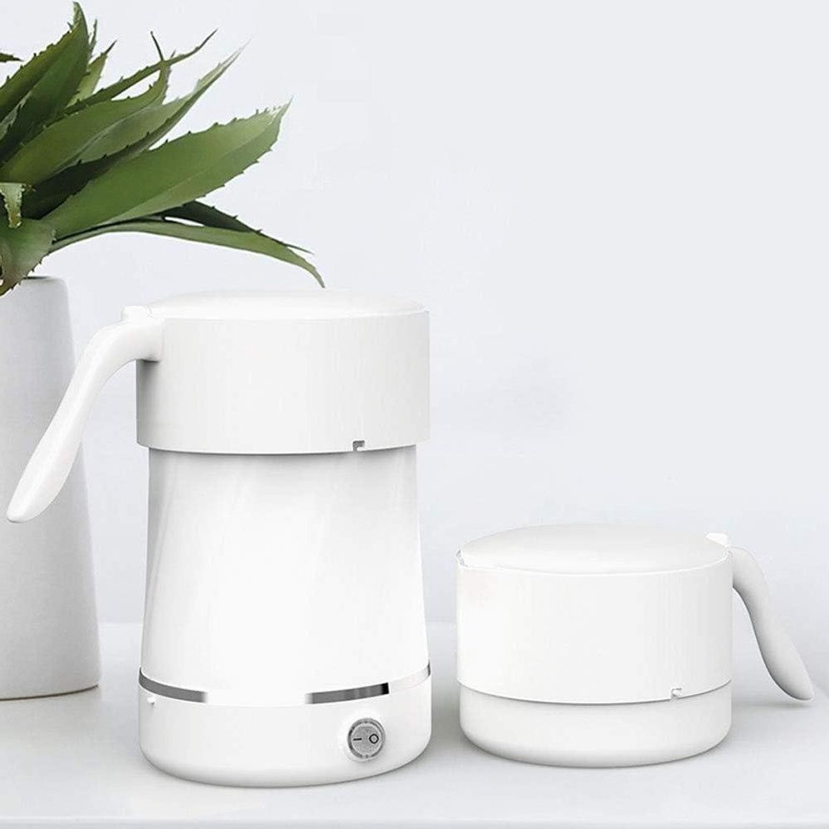Opvouwbare waterkoker - Reis waterkoker - Snel water koken - Dubbele beveiliging - 05 liter - Wit