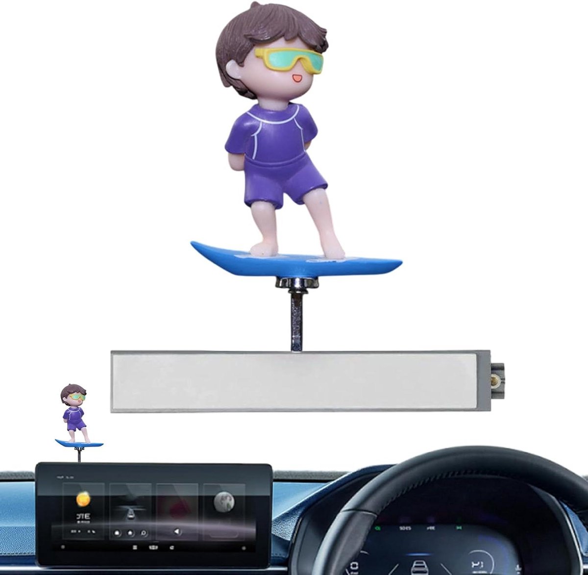 Dashboard Decoratie Surfjongen - Auto Bobblehead Schuddend Speelgoed - Auto Interieur Opvrolijken - Dynamische Zwaaiende Beweging - 8x11cm of 10x11cm