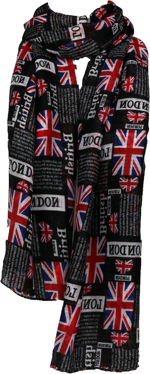 Dames Sjaal - Accessoire - Stijlvol Accessorize - Uniek Kranten Design - One Size - Zwart