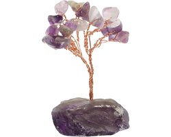 COHEALI Decor Crystal Tree Figurine Crystal Tree Ornament Wealth Tree Figurine Artificial Trees Sculpture Crystal Bonsai Tree Engraving Ornaments Rich Tree Purple Metal Gravel