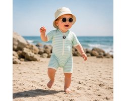 Ducksday - zwempakje voor baby en peuter - unisex - eendelig - met rits - UV-werend UPF50+ - Andes - Muntgroen - 1 jaar