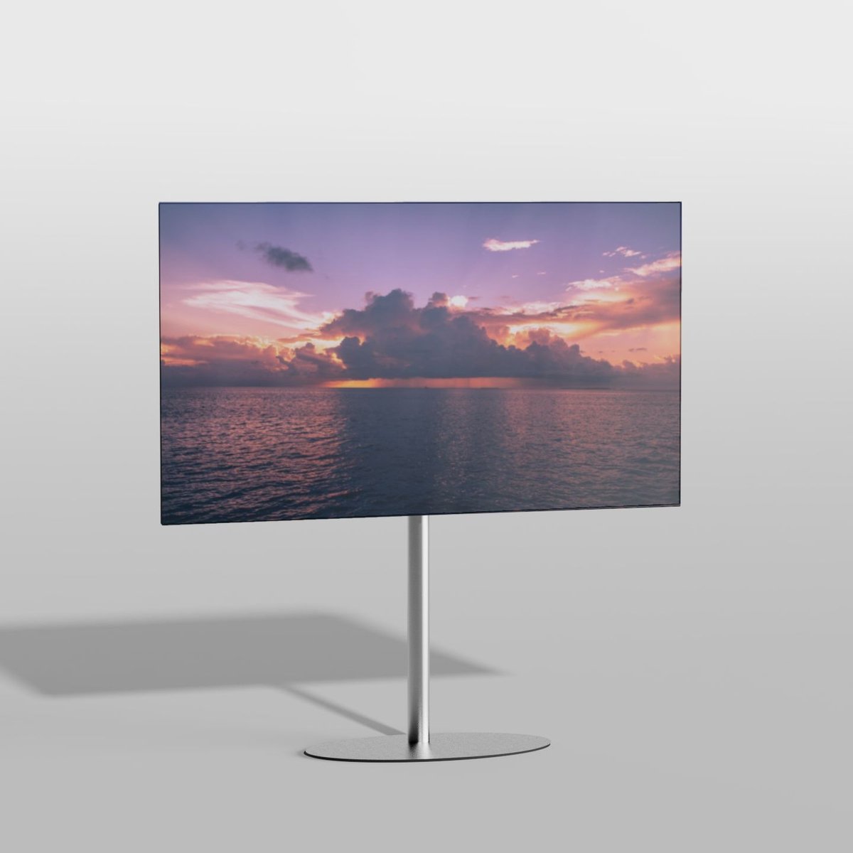 Cavus TV Vloerstatief ELLIPS 120 – geborsteld RVS - hoogte 120cm - VESA 300x300